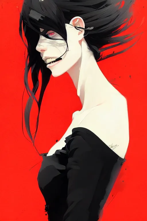 Image similar to a ultradetailed beautiful panting of a stylish woman wearing a black dress, by conrad roset, greg rutkowski and makoto shinkai, trending on artstation