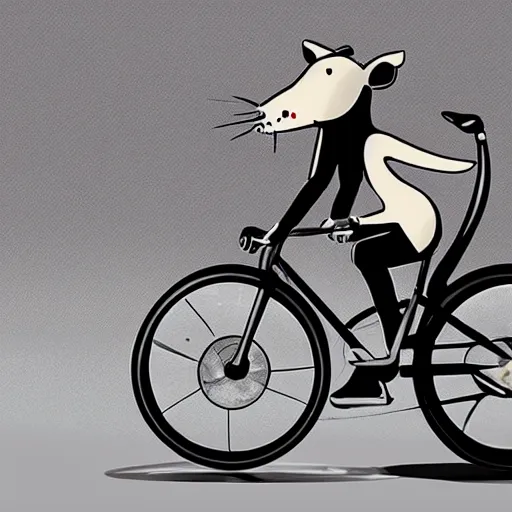 Prompt: a stainless steel bike, made of swiss cheese wheels, a cartoon rat cycling on the surface of the moon and, photorealistic