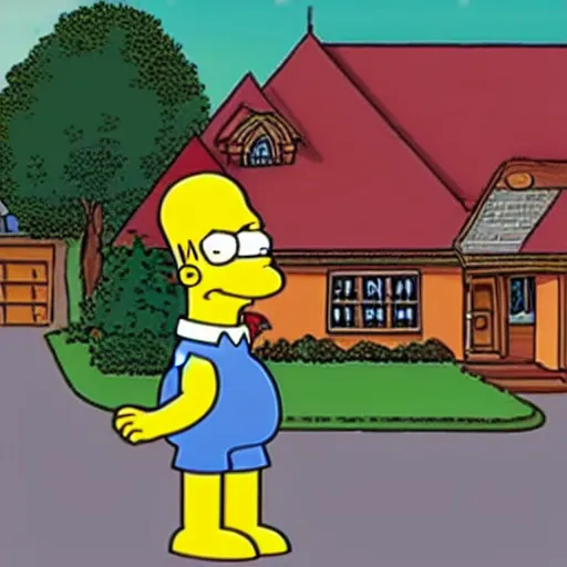 Prompt: Homer Simpson buying a house