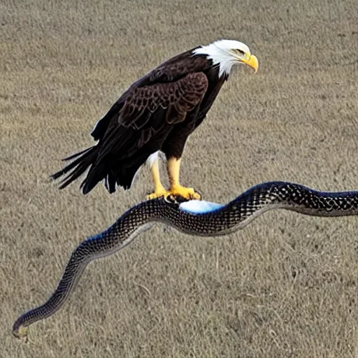 Image similar to half bald eagle half snake