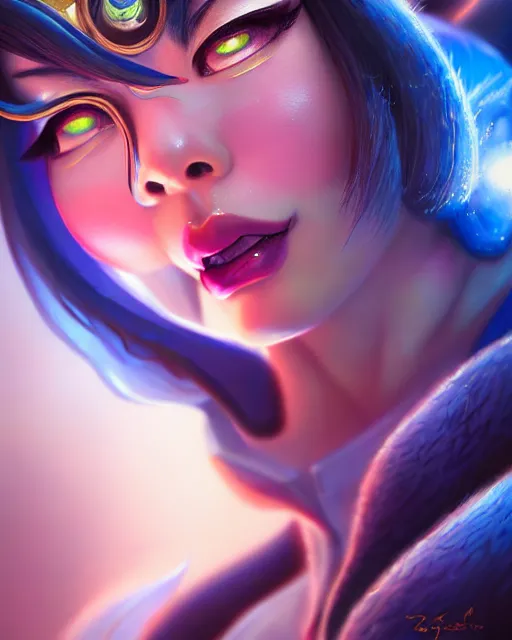 Image similar to mei from overwatch, elegant, colorful, fantasy, fantasy art, character portrait, portrait, close up, highly detailed, intricate detail, amazing detail, sharp focus, vintage fantasy art, vintage sci - fi art, radiant light, caustics, by boris vallejo