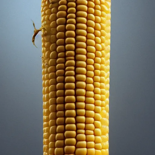 Image similar to hyperrealistic dslr film still of a corn cob with realistic proportional human appendages, stunning 8 k octane comprehensive 3 d render, inspired by istvan sandorfi & greg rutkowski & unreal engine, perfect symmetry, dim volumetric cinematic lighting, extremely hyper - detailed, incredibly real lifelike attributes & flesh texture, intricate, masterpiece, artstation, stunning