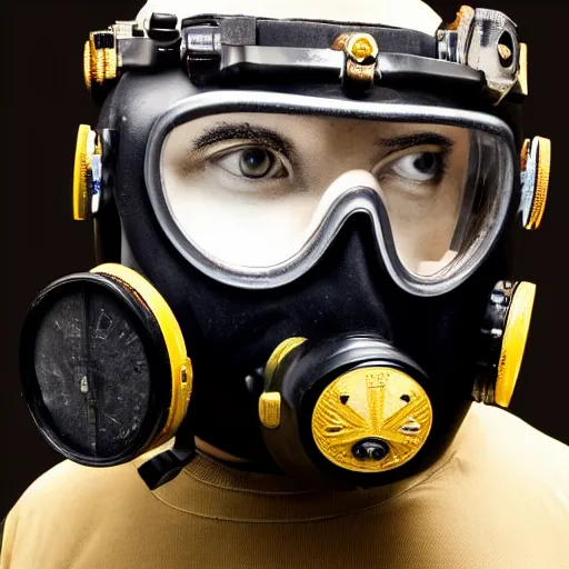 Image similar to 8 k uhd black and wait portrait from jesus wear gas mask, uhd details, national geography winning photo contest