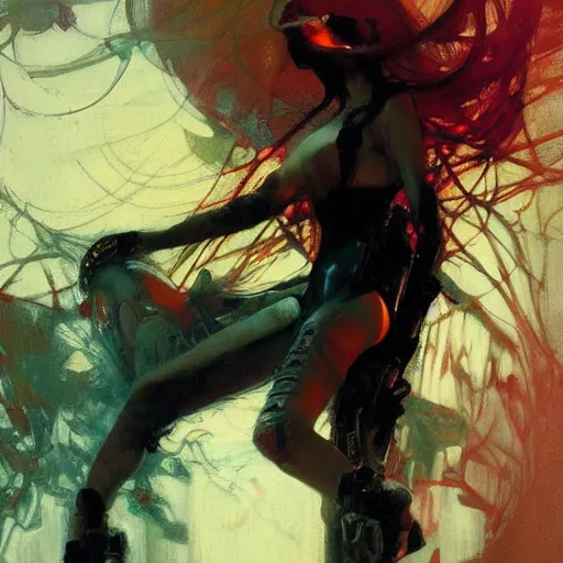 Image similar to liminal cyberpunk, intricate, elegant, highly detailed, greg manchess, mucha, liepke, ruan jia, jeffrey catherine jones, ridley scott