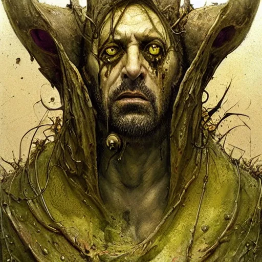 Image similar to closeup portrait shot of al pacino as nurgle, the lord of pestilence, the plaguefather, great corrupter, decay, highly detailed, digital painting, artstation, concept art, soft focus, depth of field, artgerm, tomasz alen kopera, peter mohrbacher, donato giancola, wlop, boris vallejo