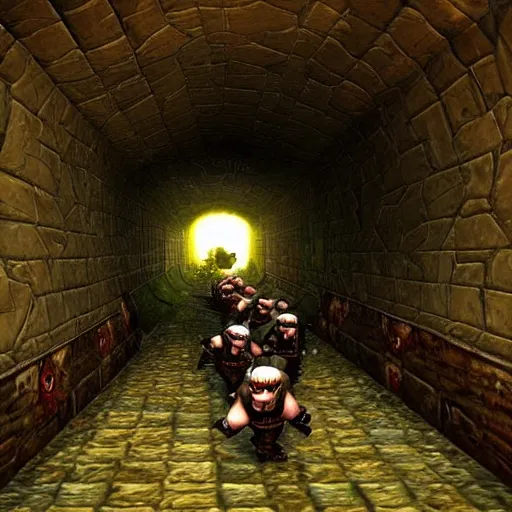 Prompt: “cruel ambush of the dwarves on the delivery club courier in the tunnel”