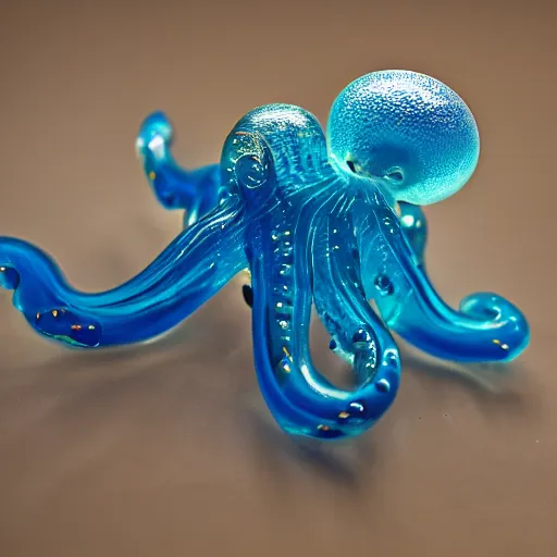 Prompt: glass octopus, 80mm lens