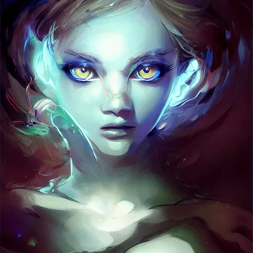 Image similar to Art station concept of a beautiful girls body in a dark cave, compulsion, Hypnosis, hypnotising, hypnotic eyes, light blue eyes, spiral eyes, symmetrical face, by Stanley Artgerm Lau, WLOP, Rossdraws, James Jean, Andrei Riabovitchev, Marc Simonetti, and Sakimichan, trending on artstation