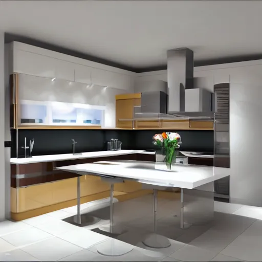 Prompt: modern kitchen design, realistic, render