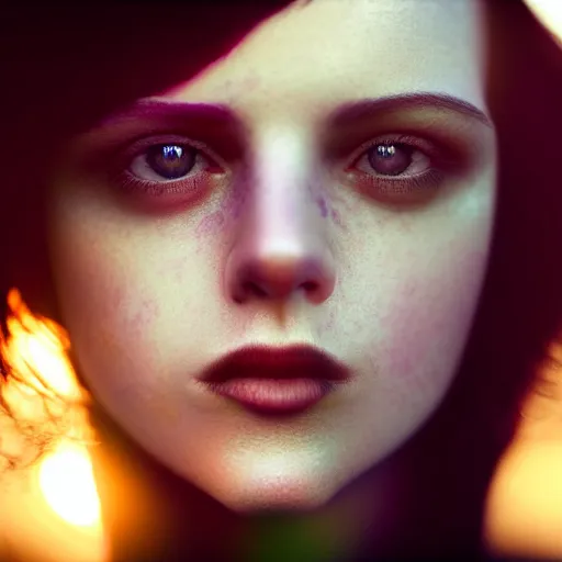 Image similar to photographic portrait of a stunningly beautiful english emo female in soft dreamy light at sunset, soft forcus, contemporary fashion shoot, in a tim burton movie, by edward robert hughes, annie leibovitz and steve mccurry, david lazar, jimmy nelsson, extremely detailed, breathtaking, hyperrealistic, perfect face, octane render