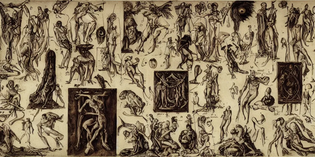 Prompt: rough collage of renaissance alchemical engravings, body horror, allegorical, francois dufrene, cy twombly, y 2 k cyberpunk, early cgi, oozing wounds, demonic possession