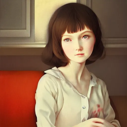 Prompt: little girl in pajama. digital artwork made by ilya kuvshinov, inspired by balthus, highly detailed, realistic,