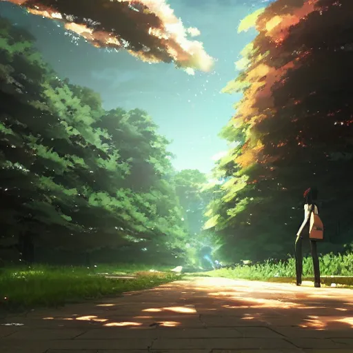 Image similar to art by Makoto Shinkai, Crunchyroll, pixiv, danbooru, HD