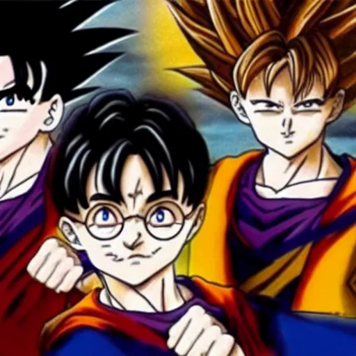 Image similar to a still of harry potter in dragon ball z