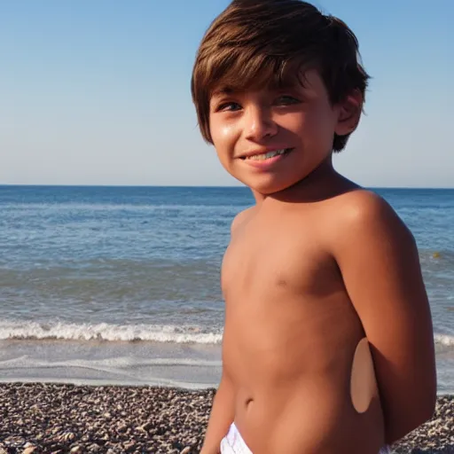 Image similar to photo of a boy at the beach