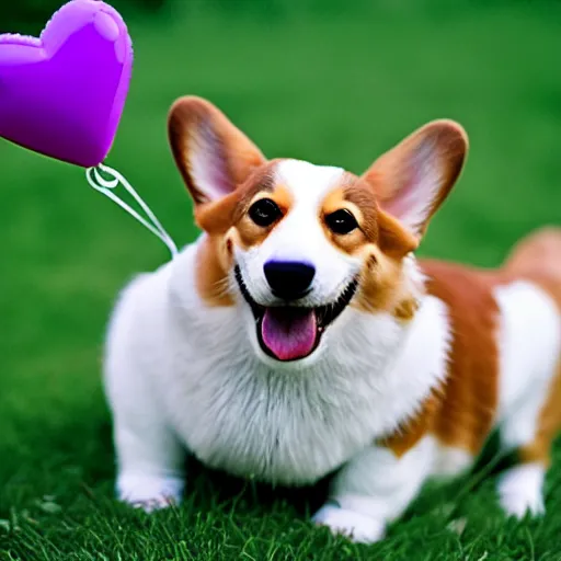 Prompt: a corgi with a heart shaped balloon, very detailed, photo by annie leibovitz, Sigma 85mm, f/1.4