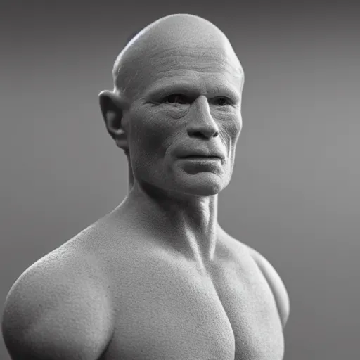 Image similar to a 3D printed polymer figurine of Ed Harris, studio lighting, F 1.4 Kodak Portra