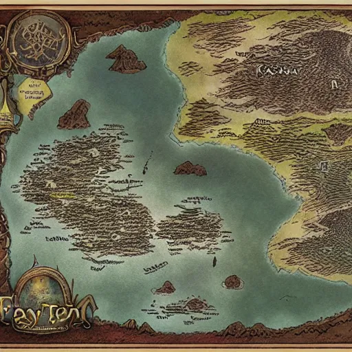 Prompt: fantasy world map, tolkien, high quality, high resolution