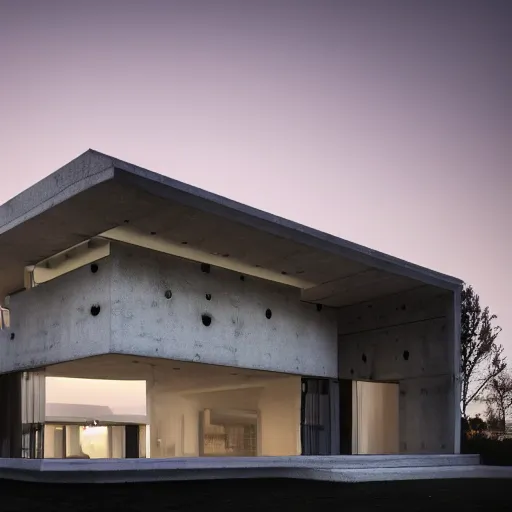 Image similar to detailed non-Euclidean stunning sophisticated beautiful house,hexagonal greebles, stunning volumetric light, sunset, concrete and translucent material, stunning skied, 8k