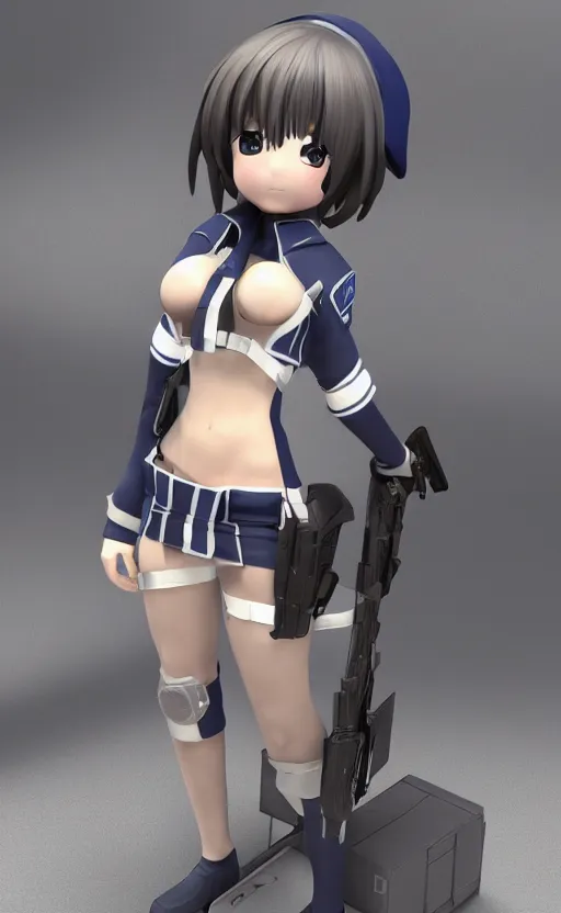 Image similar to Anime girl figure in police suit, unreal engine, highly detailed.