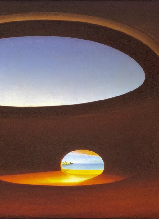 Prompt: james turrell's roden crater painted by thomas cole