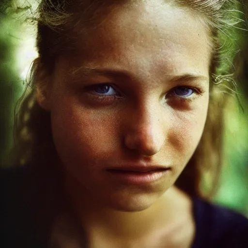 Image similar to a candid extreme closeup portrait of an expressive face of a adventurous young woman by annie leibovitz