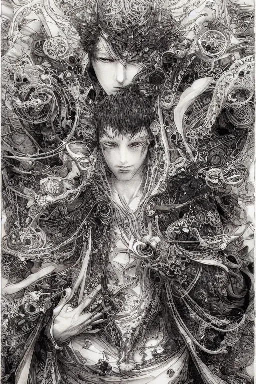 Image similar to Healing the world one soul at a time , pen and ink, intricate line drawings, by Yoshitaka Amano, Ruan Jia, Kentaro Miura, Artgerm, watercolor