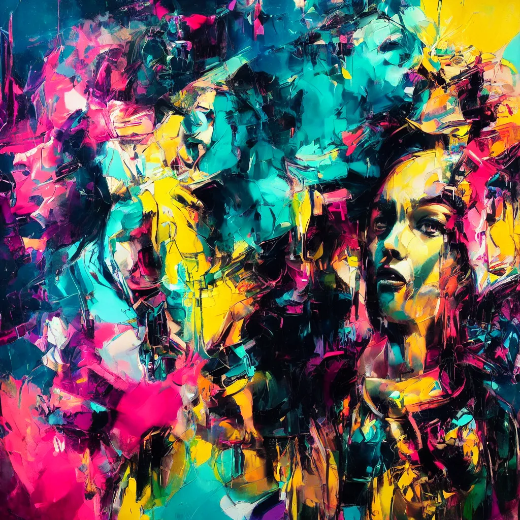 Prompt: portrait of young girl dancing, ecstatic, wonderfull techno party, bright vibrant colors, utopia, by by greg rutkowski, by jeremy mann, by francoise nielly