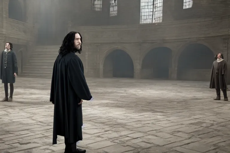 Image similar to film still of Shia LaBeouf as Severus Snape in Harry Potter and the Cursed Child, 4k