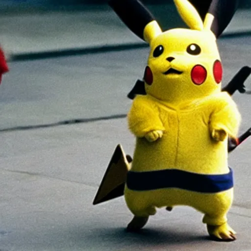 Image similar to pikachu plays bruce willas in die hard