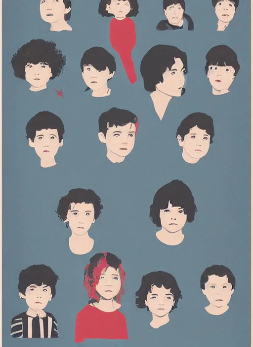 Image similar to poster stylized minimalist kids from cast of stranger things art by kiyoshi awazu, perfectly centred, sharp