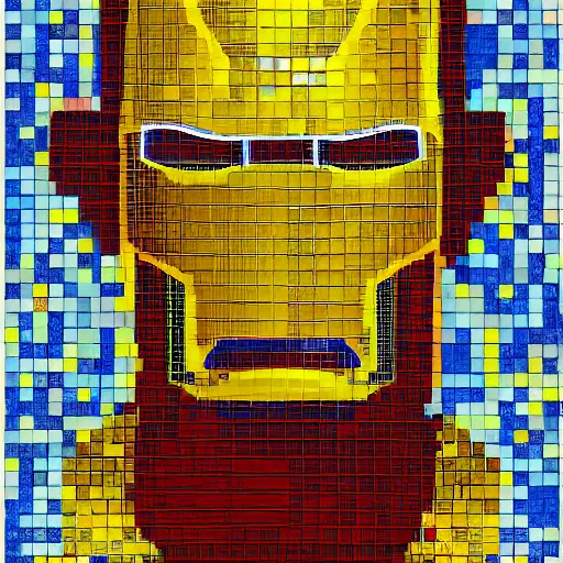 Prompt: mosaic portrait of iron man with robot ears by Saimir Strati, 4k, intricate details, fire