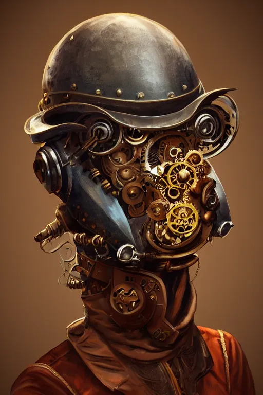 Image similar to steampunk helmet fantasy art mask robot ninja stylized digital illustration sharp focus, elegant intricate digital painting artstation concept art global illumination ray tracing advanced technology chaykin howard and campionpascale and cooke darwyn and davis jack