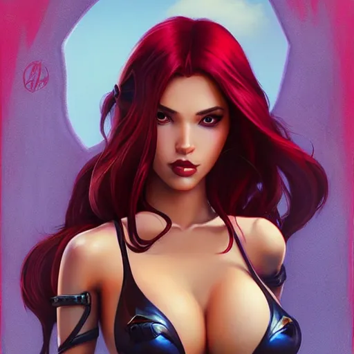 Image similar to katarina from league of legends, wearing bikini, Pixar style, by Tristan Eaton Stanley Artgerm and Tom Bagshaw.