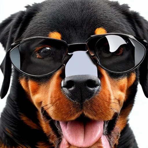 Prompt: spoiled rottweiler wearing glasses