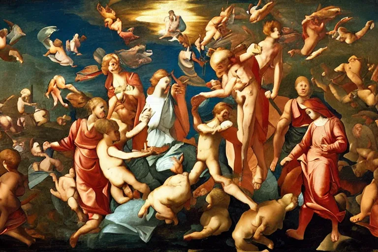 Prompt: philip j fry in heaven, renaissance painting