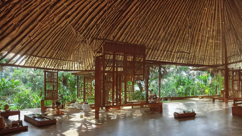 Prompt: bali interior indoor architecture, trending, famous, popular