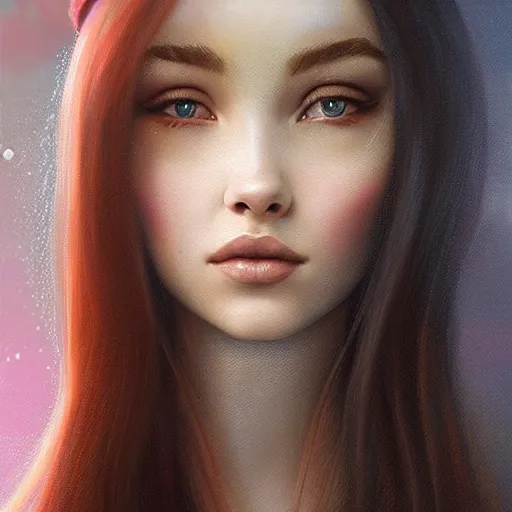 Image similar to tom bagshaw, very beautiful genetic mix of madison beer bella poarch dove cameron in a sailor suit flirting smile, randomly lustrous dyed hair, professionally retouched, focus eyes, ultra realistic soft painting, insanely detailed linework, symmetrical accurate intricate features, behance artstation, 8 k, no artifacts signatures