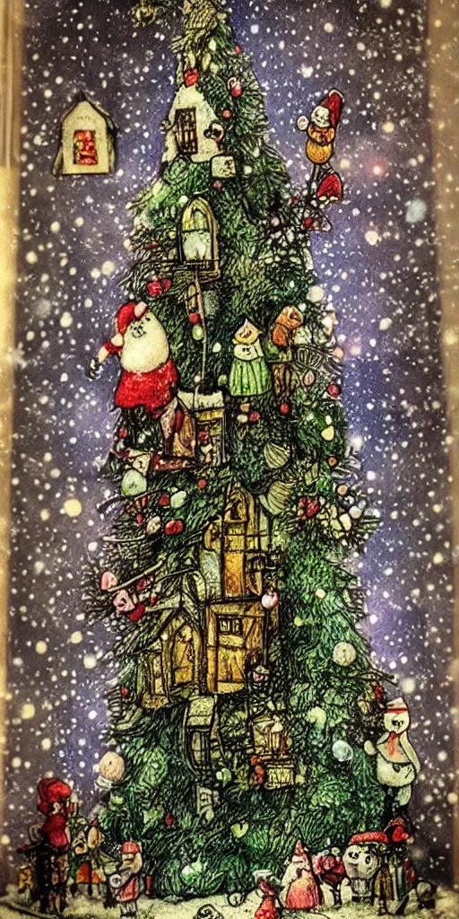 Image similar to an indoor christmas tree scene by alexander jansson