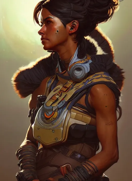 Prompt: Apex Legends Loba Woman, highly detailed, digital painting, artstation, concept art, smooth, sharp focus, illustration, art by artgerm and greg rutkowski and alphonse mucha