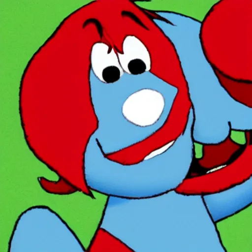 Image similar to blue from blues clues fighting clifford the big red dog