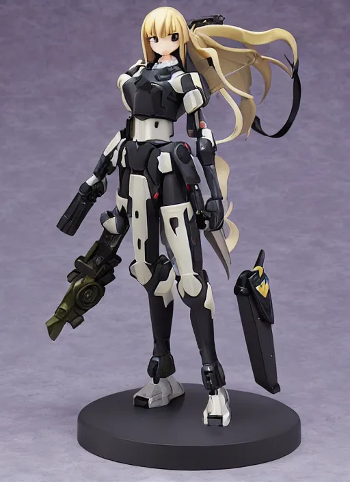 Prompt: toy design,mecha Armor, portrait of the action figure of a girl, girls frontline style, anime figma figure, studio photo, flight squadron insignia, realistic military gear, 70mm lens,