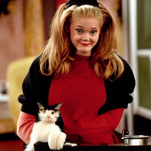 Image similar to salem the cat on sabrina the teenage witch 1 9 9 0 s sitcom, tv still, funny picture