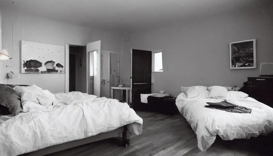 Prompt: interior of a bedroom in 1 9 9 9