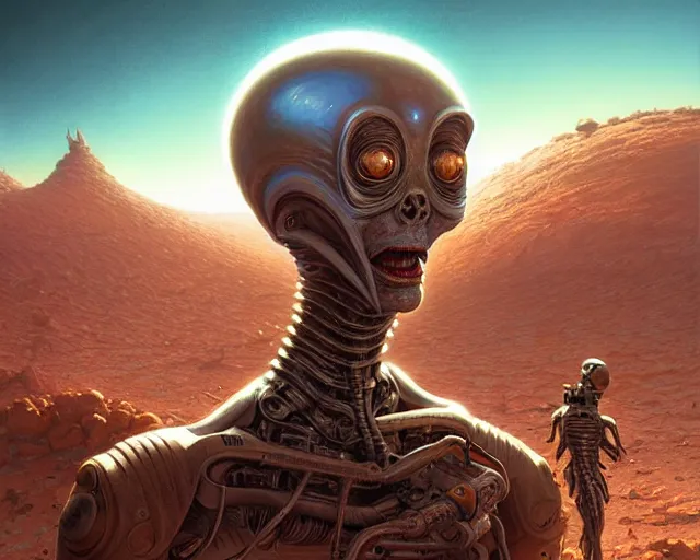 Prompt: highly detailed portrait of an alien, in mars attacks!, stephen bliss, unreal engine, fantasy art by greg rutkowski, loish, rhads, ferdinand knab, makoto shinkai and lois van baarle, ilya kuvshinov, rossdraws, tom bagshaw, global illumination, radiant light, detailed and intricate environment