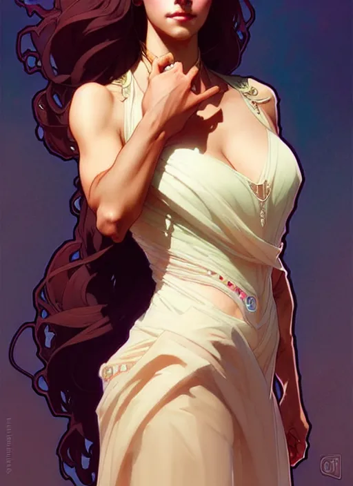 Image similar to queen, dainty wilder face, incredibly detailed face, pretty face, light dress, true anatomy, art by artgerm and greg rutkowski and alphonse mucha