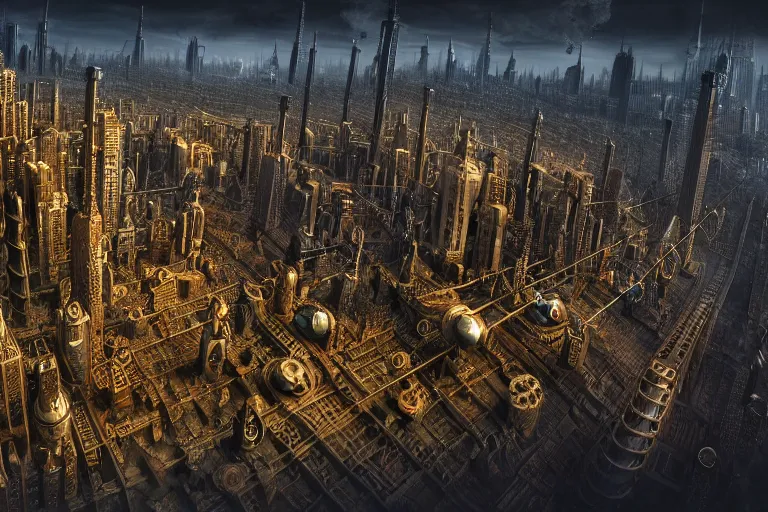 Image similar to an elaborate penned illustration of a apocalyptic intricate connected city of tubes and pipes, by jan van haasteren and jheronimus bosch, unreal engine, physically based rendering, ariel view, tilt - shift, grim, moody, cinematic