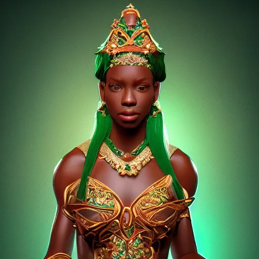 Prompt: portrait of wonderful princess of emeralds with fair skin, ornate, 8 k, gorgeous, intricate, detailed, accent lighting, dramatic lighting, octane render