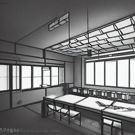 Black & White Anime Classroom Background Graphic by MeiMei10 · Creative  Fabrica