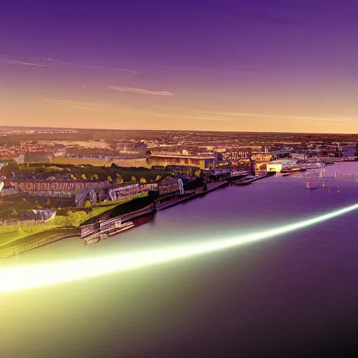 Prompt: painting of southampton uk, 4 k, cinematic, lens flare